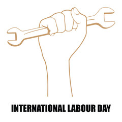 International Labour Day Symbol Fist Holding Wrench,
