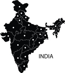 Abstract India Silhouette Detailed Map, can be used for business designs, presentation designs or any suitable designs