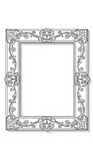 Elegant antique ornate silver frame with intricate floral embellishments and blank center for display.