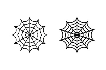Spider Net Web Line Style Silhouette Icon Vector Illustration