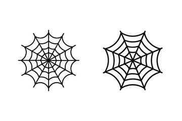 Spider Net Web Line Style Silhouette Icon Vector Illustration