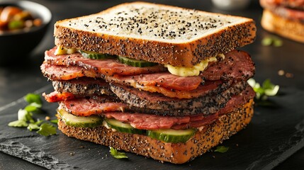 Cheese bacon sandwich, Savory toasted sourdough with melted cheese and crispy bacon