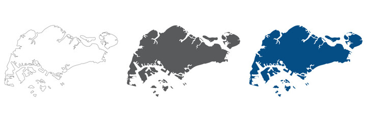 Obraz premium Singapore map plain set. Map of Singapore in blank set.
