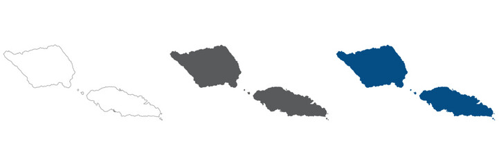 Samoa map plain set. Map of Samoa in blank set.