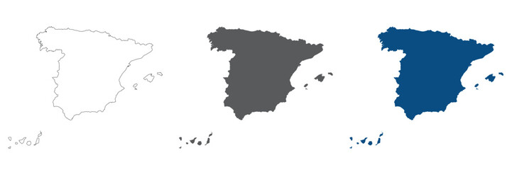 Obraz premium Spain map plain set. Map of Spain blank set.