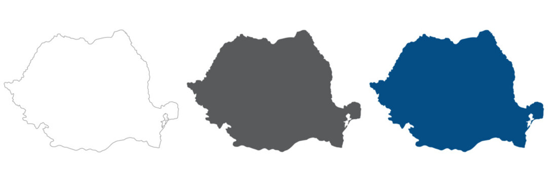Romania map plain set. Map of Romania in blank set.
