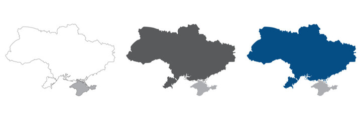 Ukraine map plain set Map of Ukraine in high details on blank set.