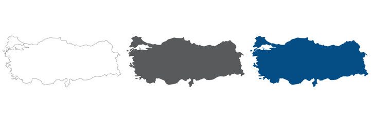 Map of Turkey plain set. Turkish map in blank set.