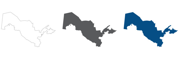 Uzbekistan map plain set. Map of Uzbekistan in blank set.