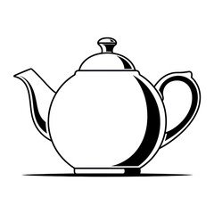 Obraz premium Minimalist Line Drawing of Classic Teapot on White Surface.