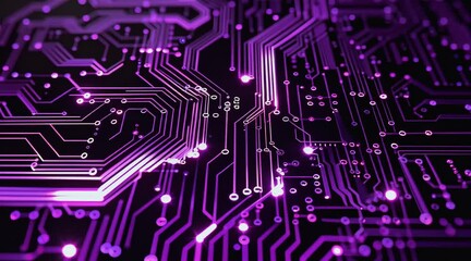 Abstract Glowing Purple Circuit Pattern on Dark Background - Powered by Adobe