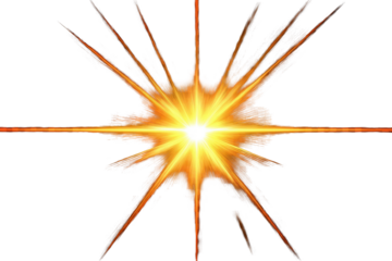 Bright glowing starburst with vibrant orange and yellow hues against a dark background at night creating a stunning visual effect