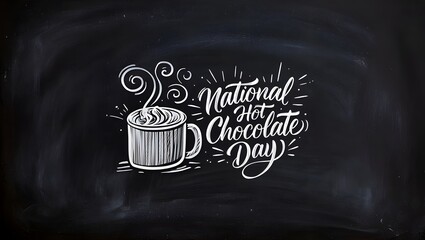 National hot chocolate day chalkboard illustration with steam