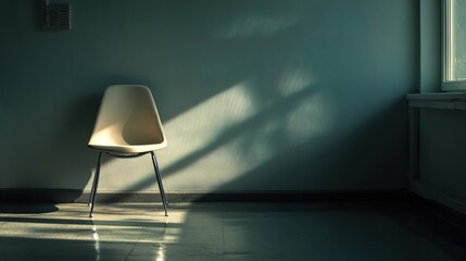 Modern Minimalist Chair with Sunlight and Shadow in Interior Room