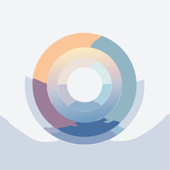 A dynamic composition of overlapping abstract circles with a calm, wave-like base.