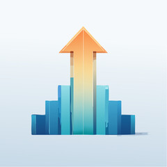 A symmetrical 3D bar chart with an empowering central orange arrow symbolizing peak performance.