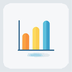 A vibrant bar chart with distinct orange, yellow, and blue bars signifies progressive data insights.
