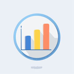 A visually appealing bar chart showcasing growth with colorful bars inside a blue circle.