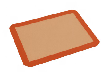 Silicone baking mat with orange border and transparent background