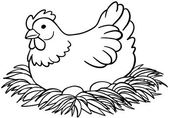 알품은 닭 라인그림