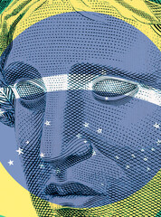 Effigy of the Republic with Brazil colors in green, blue to yellow, Brazil flag, economics and finance concept, background and backup