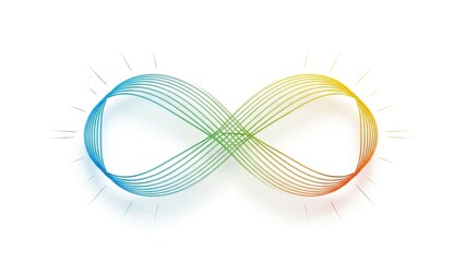 Vibrant rainbow infinity symbol with dynamic lines and light effects