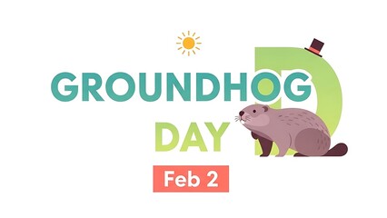 Obraz premium Groundhog day celebration on february 2nd with punxsutawney phil