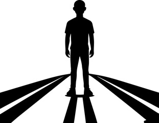Fototapeta premium Silhouette Person Walking Through Rising Economic Bar Graph Tunnel and road