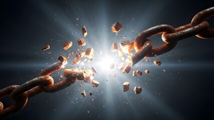 Breaking Chain with Explosion and Sparks.