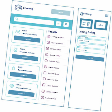 Cooking and teaching mobile app screenshots