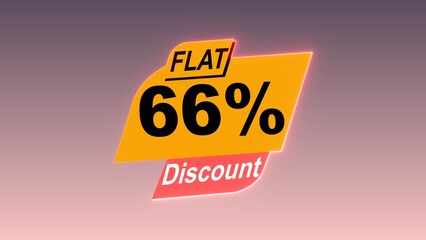 flat 66% discount text illustration on colorful background.
