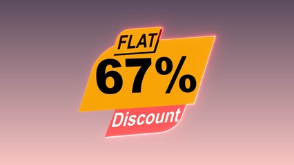 flat 67% discount text illustration on colorful background.