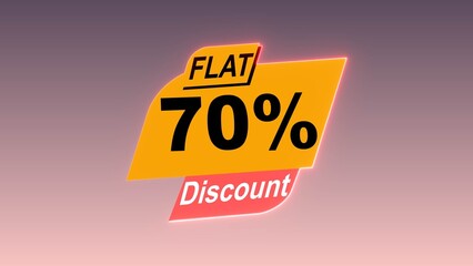 flat 70% discount text illustration on colorful background.