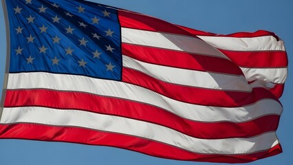 American Flag Waving in Pageant Blue Sky.