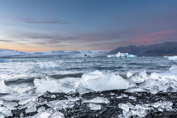 Floating blue ice in Jokulsarlon, Iceland
