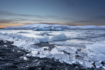 Floating blue ice in Jokulsarlon, Iceland