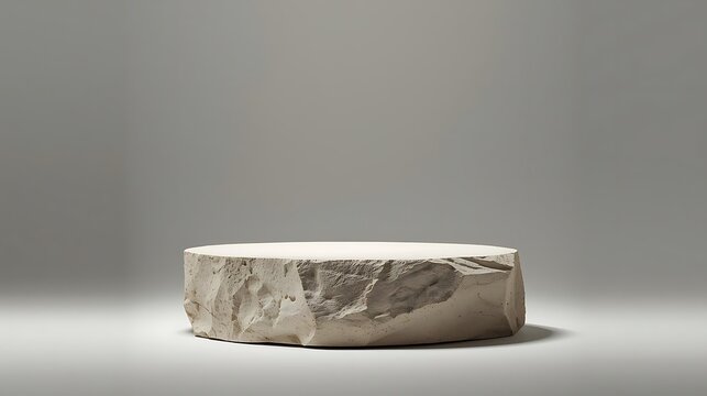 A minimalist stone pedestal on a gray background