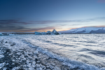 Floating blue ice in Jokulsarlon, Iceland