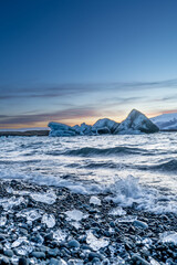 Floating blue ice in Jokulsarlon, Iceland