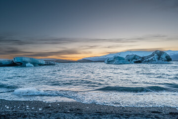 Floating blue ice in Jokulsarlon, Iceland