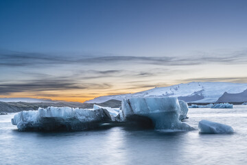 Floating blue ice in Jokulsarlon, Iceland