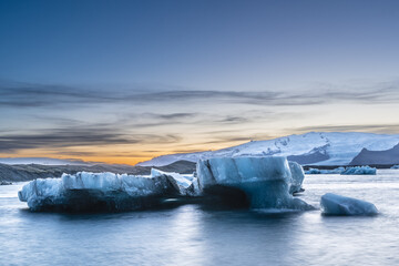 Floating blue ice in Jokulsarlon, Iceland