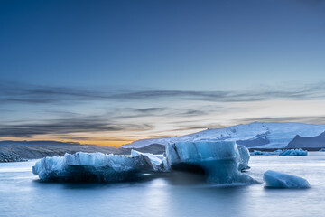 Floating blue ice in Jokulsarlon, Iceland