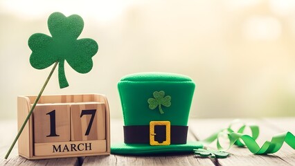 St patrick's day celebration with shamrock and hat