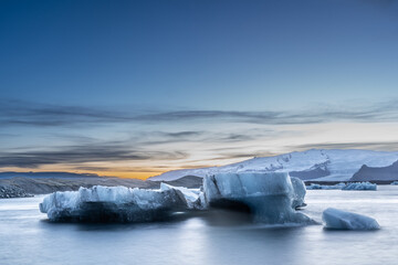 Floating blue ice in Jokulsarlon, Iceland