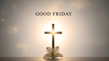 Good friday reflection with cross and light