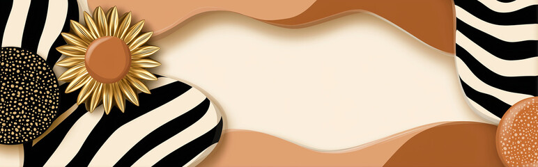 Modern abstract background with zebra pattern, gold texture and earthy tones