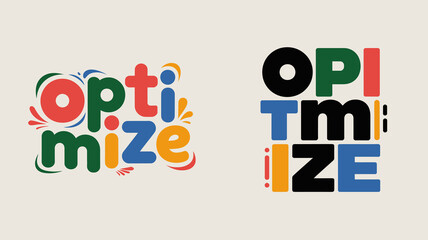 a vibrant composition featuring the word optimize creatively rendered in colorful typography and the bold opi logo alongside it side by side high quality professional detailed