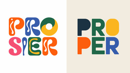 the image displays the word proser in a vibrant colorful design shown twice with differing color schemes and stylistic variations high quality professional detailed modern elegant