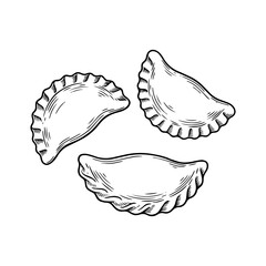 Hand Drawn Dumplings Line Art Vector Illustration